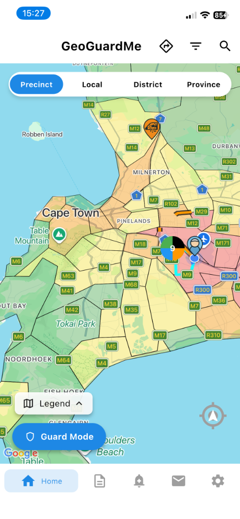 GeoGuardMe App Map View